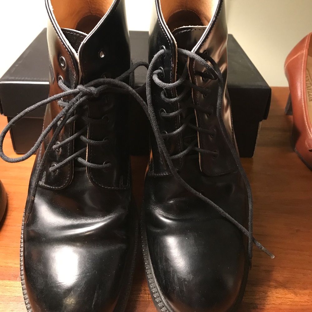 Black leather J Crew booties